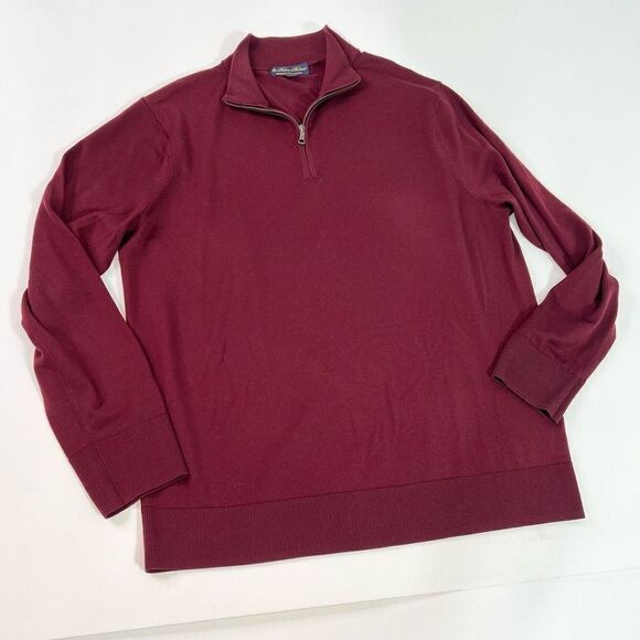 Brooks Brothers Brooksttech Merino Sweater Mens XL Maroon 1/4 Zip Pullover - Picture 1 of 8